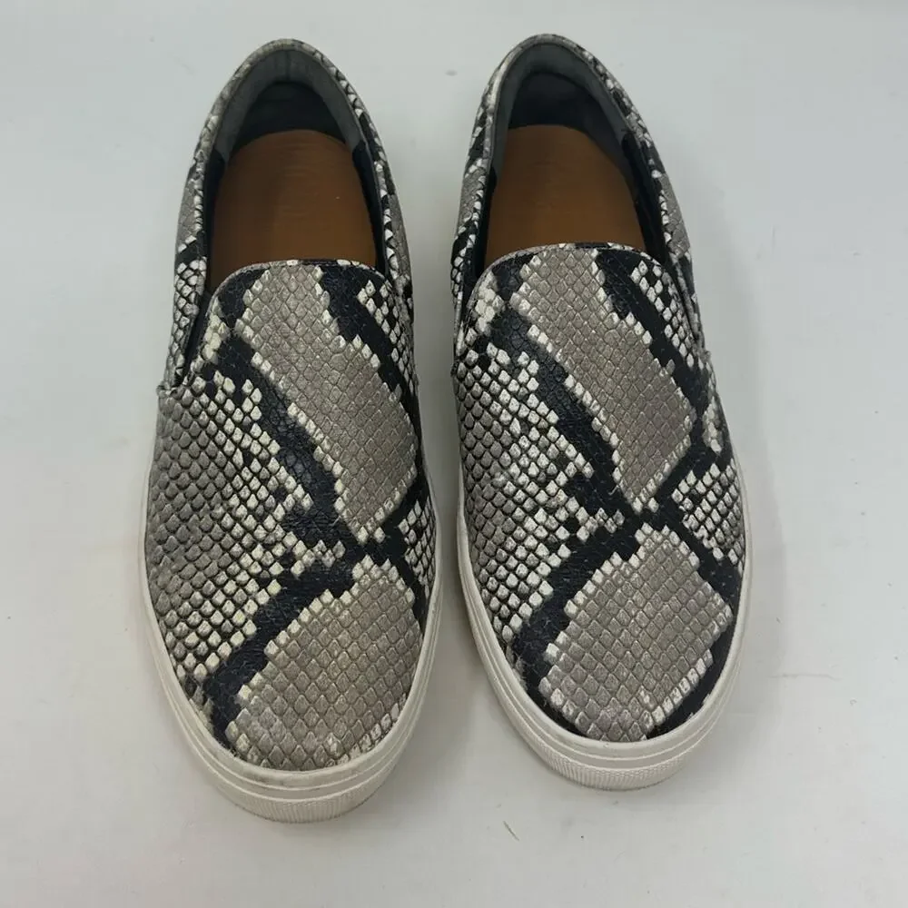 Tory Burch Women's Slip On Sneakers Roccia Print Leather Snakeskin Size 8